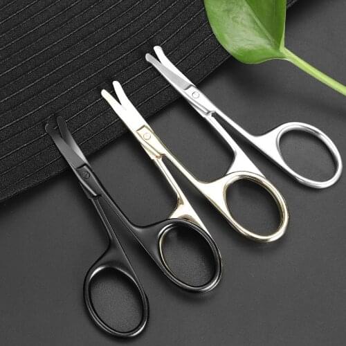 Stainless Steel Makeup Scissors Small Nose Hair Scissor Rounded Eyebrow Eyelashes Epilator Face Hair Removal Tools