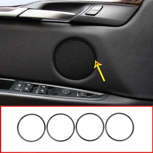 Carbon Fiber Style Interior Door Speaker Ring Cover Trim For BMW X5 X6 2014-2018