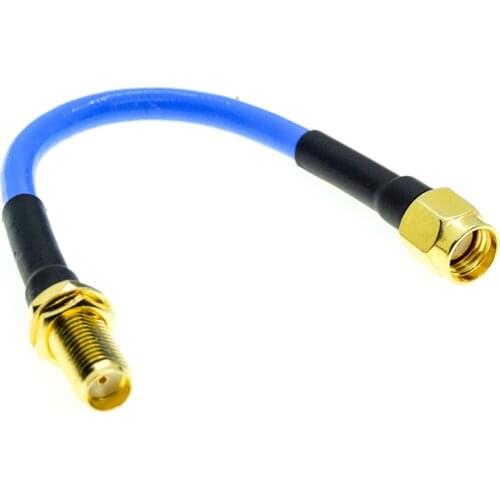 RPSMA male to SMA female Nut Bulkhead plug connector RG405 .086" RG-405 Semi Flexible Coaxial Cable 50ohm Blue