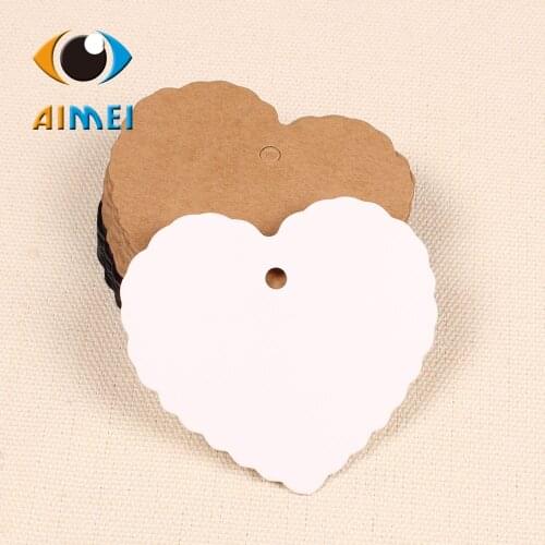 6X5.5Cm Heart-Shape Kraft Paper Blank Hang Tags Wavy Paper Swing Label Diy Accessories For Handwork Blank Gift Tag Bookmarks