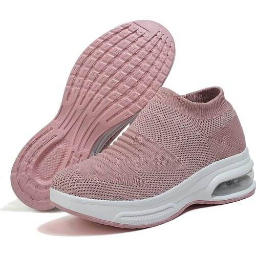 Plus Size 35-42 Women Sock Shoes Ultra Lightweight Breathable Fashion Sneakers Ladies Girl Air Cushion Slip-on Walking Shoes