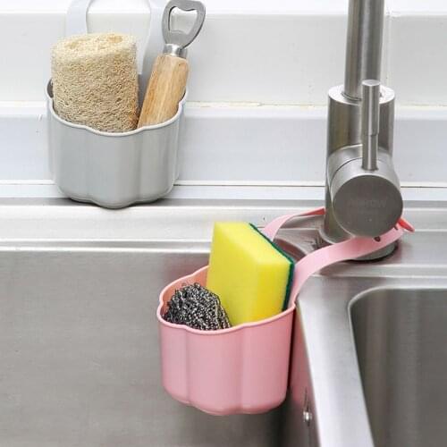 Adjustable Snap Kitchen Sink Organizer Plastic Sponge Holder Wall Hanging Storage Rack Mini Drain Basket