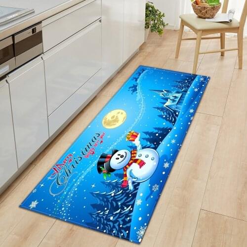 Christmas Pattern Kitchen Carpet Entrance Doormat Bathroom Hallway Balcony Anti-Slip Long Rugs Home Bedroom Floor Decoration Mat