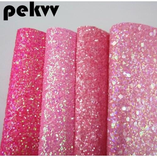 Pink red Chunky Glitter Fabric Leather For DIY Bows A4 Sheet 8"x11.8" 1piece HD009