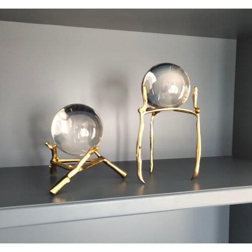 Modern luxury pure copper and yellow crystal ball ornaments Nordic living room study office desktop wine cabinet home decoration