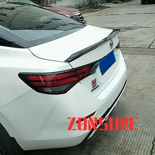 Use For Nissan Sentra 2020 Year Spoiler Sport M4 Style ABS Plastic Carbon Fiber Look Rear Trunk Wing Car Body Kit Accessories