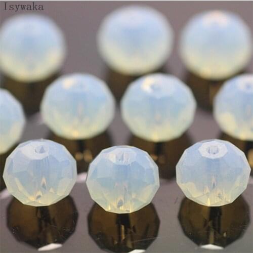 Isywaka Milky White Color 6*8mm 72pcs Rondelle Austria faceted Crystal Glass Bead Loose Spacer Round Bead for Jewelry Making