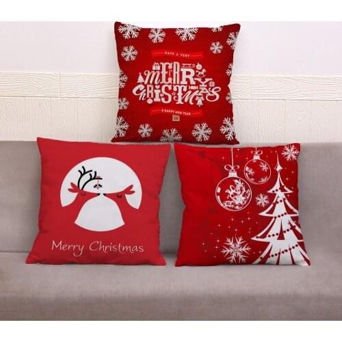 Super Soft Short Plush Pillow Cover Red Merry Christmas Print Cushion Cover 45*45 Throw Pillow Case Sofa Home Decor Pillowcase