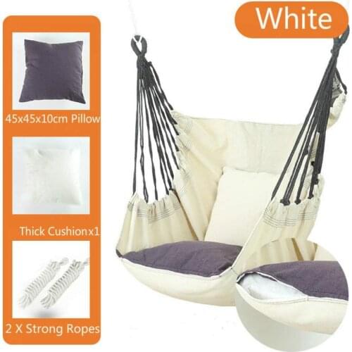 Outdoor hanging chair for adults and children, canvas hammock including a pillow and seat cushion 30 x 100 x 120 cm