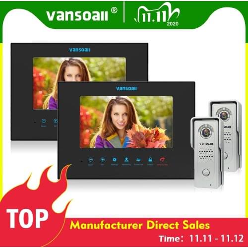 VANSOALL Intercom Wired Video Door Phone Waterproof Door Viewer Infrared Remote Record Night Vision Video Doorbell System