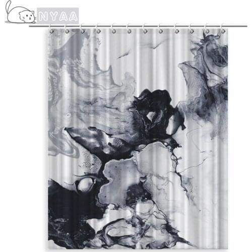 Natural Marble Printed Shower Curtain Set Machine Washable White and Gray Bath Curtain Anti-slip Bath Rugs Toilet Cover Carpets