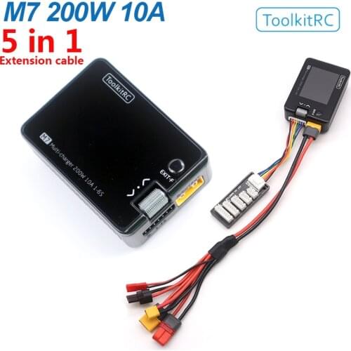 ToolkitRC M7 DC 200W 10A Balance Charger Discharger for 1-6S Lipo Battery With Voltage Servo Checker ESC Receiver Signal Tester