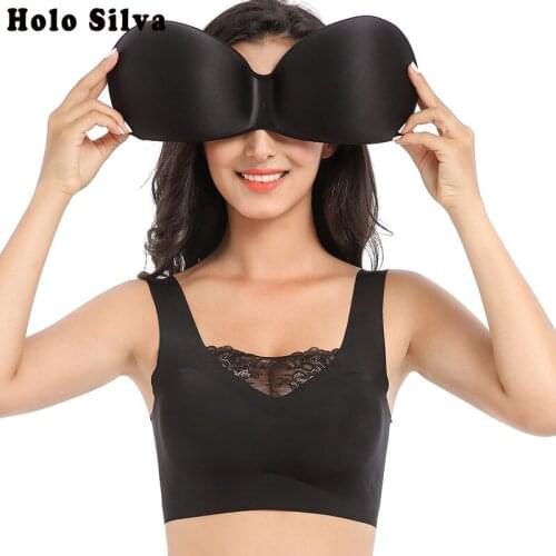 Plus Size Women Bras Bralette Comfortable Invisible Bra Push Up Breathable Brassiere Non Wired Seamless Bh Tops Nude Black M-7XL