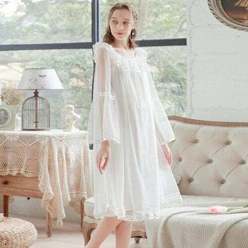 Women Fashion Blue White Sexy Nuisette Sleepwear Nightdress Mesh Nightwear Nightgown Homewear Luxury Female Homewear