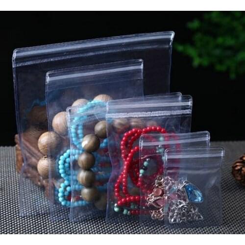 1000pcs/lot Clear Plastic jewelry storage bag Thick transparent package pvc bag with zipper Resealable jewelry packing bag