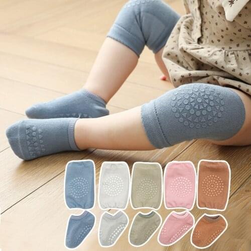 2Pair/Set Cute Baby Socks+ Baby Knee Pads Infant Toddler Anti Slip Socks Safety Crawling Elbow Cushion Baby Boy Girl Leg Warmer