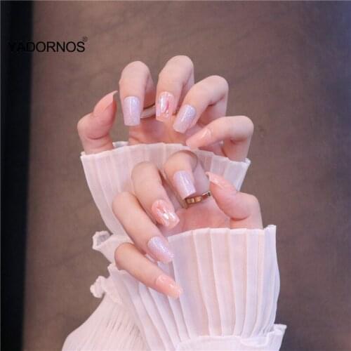 24pcs Nail Tips Glue Spar Cats Eye Wear Long Paragraph Fashion Manicure Patch False Nails Save Time Wearable Nail Patch Ty