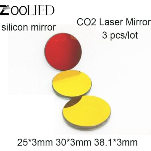 3pcs/Lot Si Laser Mirror Reflector Dia. 25/30/38.1 mm Gold-Plated Parabolic Mirror Concave Len For CO2 Laser Engraving Machine