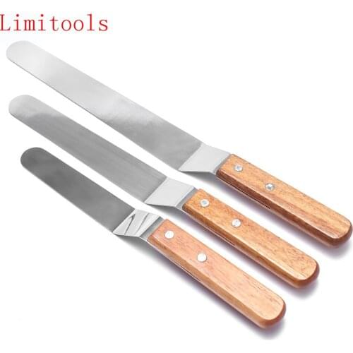 6/8/10 Inch Stainless Steel Butter Cake Cream Knife Spatula Wooden Handle Kitchen Smoother Spreader Fondant Pastry Cake Decor