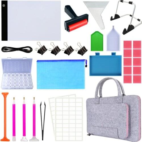 5D Diamond Painting Accessories Storge Box Stickers Glue Clay Roller Bag A4 Led Light Tablet Stand Tools For Embroidery Moasic