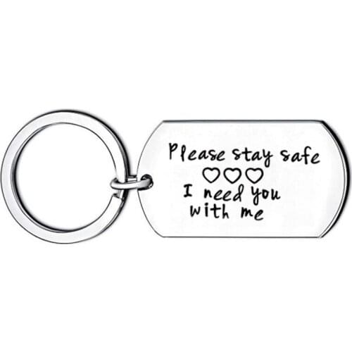 Truck Driver Key Chain Please Stay Safe I Need You Here With Me Handstamped Key Chain Long Distance Gift Trucker Wife Husband