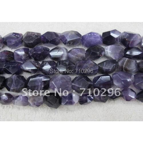 Loose Beads.Wholesale natural Beads 13x18 mm faceted nugget Amethysts Beads Hand cutting 15"strand