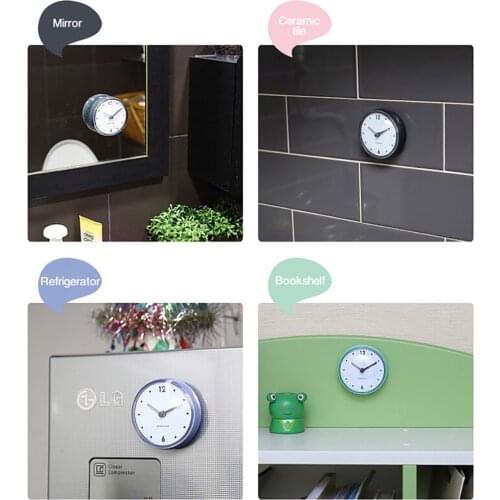 Bathroom Waterproof Kitchen Clock Suction Cup Silent Battery Wall Clock Wall Clock Decor Shower Timer Decor Tiny Toilet