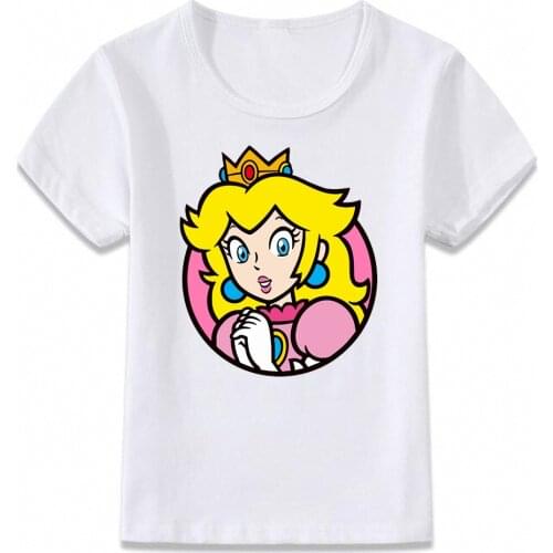Kids Clothes T Shirt Princess Peach Lovely T-shirt for Boys and Girls Toddler Shirts Tee
