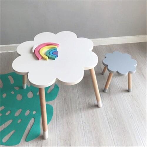 Nordic kids study table for children cloud kids desk and chair school desk wooden stool kids furniture home decoration accessori