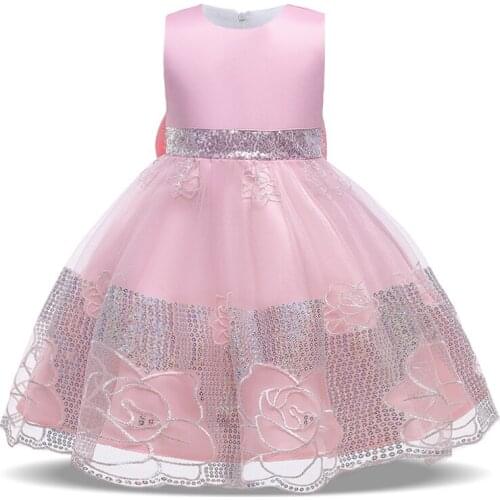 2021 Big Rose Dress Kids Party Dresses For Girls Children Costume Flower Wedding Dress Girl Infant Vestido Elegant Sleeveless