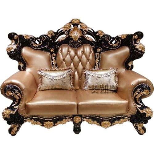 Red Sandalwood Solid Wood Sofa European-style First Layer Leather Combination Sofa Living Room Luxury Large Apartment 123 Sofa