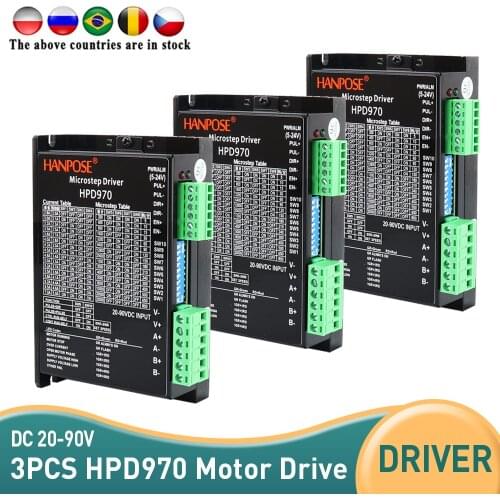 3pcs Free shipping HPD970 driver for NEMA 17 stepper motor 42/57 motor 20-90VDC for 3D printer CNC router controller