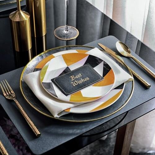 EECAMAIL Modern Advanced Customization High Bone China Steak Plate European Creative Western Plate Knife Fork Spoon Cutlery Set