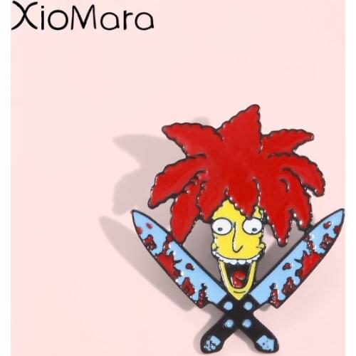 Meme Sideshow Bob Enamel Pins Double Dagger TV show Cartoon character nternet brooch cute Enamel pins For Friends Fans