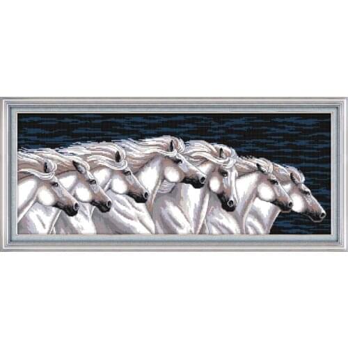 Joy Sunday Galloping Steed DIY Cross Stitch Kits Embroidery Needlework Sets 11&14CT Cross Stitch Cotton Decorations For Home