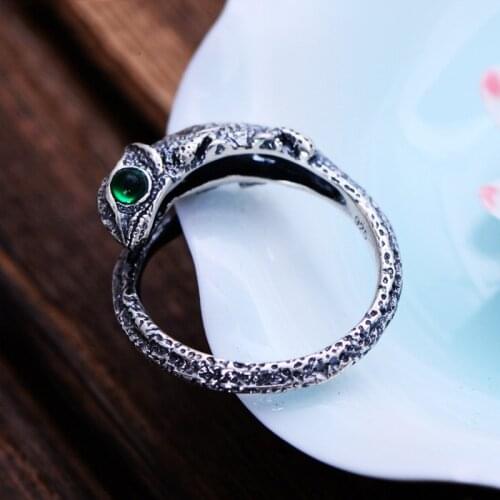 Punk Creative Fashion 3 Colors Crystal Lizard Finger Ring Adjustable Open Mens Rings Female Party Jewelry Accessories Gift