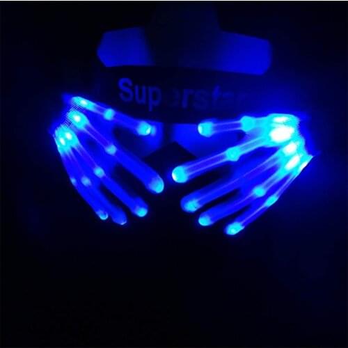 Flashing LED Skeleton Glove Light up Glowing Finger Toys Horrific Halloween Costume for Boys/Girls/Tween/Teens Novelty Kids Toys