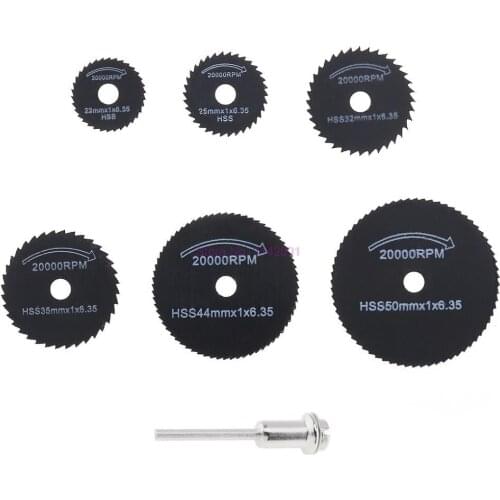 50set 6pcs Mini HSS Circular Saw Blade Rotary Tool for Dremel Metal Cutter Power Tool Kit Wood Cutting Discs Drill Mandrel