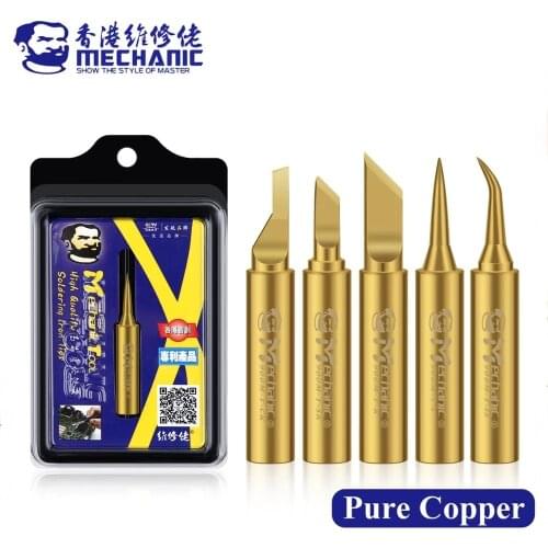 MECHANIC 900M-T-I IS Series Pure Copper Electric Soldering Iron Tip Glue Removal Welding Tips BGA Solder Repair Station Tools