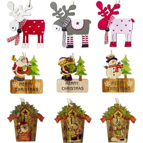 Newest Christmas Wooden Pendant Crafts Xmas Tree Ornaments Christmas Tree Decoration for Home Natal New Year 2021 Noel Diy Decor