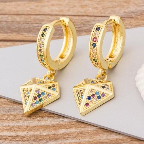 New Arrival Fashion Classic Geometric Women Dangle Earrings Rainbow Rhinestone Drop Earring Female Korean Jewelry For Engagement