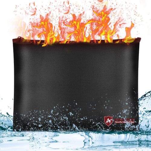 13.5x9.8'' Fireproof Document Bags Important File Bill Safe Holder with Zippers Waterproof Storage Bags for Valuables Cash