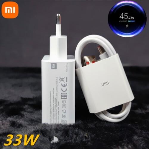 33W Charger Xiaomi Original EU US Fast Turbo charge adapter type c cable for mi 10 9t pro Redmi note 9 10 pro K40 30 POCO X3