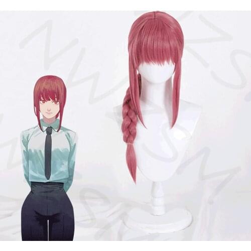 Chainsaw Man Cosplay Makima 70cm Long Braid Wig Christmas Rose Red Wig Cosplay Anime Cosplay Wigs Heat Resistant Synthetic Wigs