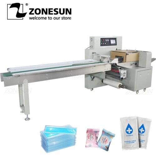 ZONESUN Full Automatic Tissue Disposable Mask Chopsticks Packaging Machine Plastic Packaging Film Sealing And Cutting Machine