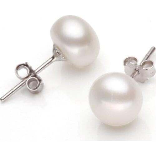 Latest New Freshwater Pearls Stud Earrings African Earrings For Women Gift Silver Stud Earrings Fashion 2017 Girls WeddingABH465