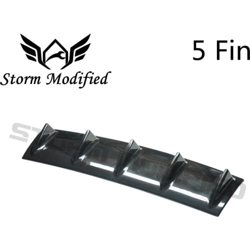 SuTong Universal Car Rear Bumper Lip Diffuser 5 Fin Shark Fin Style Car Back Bumper Spoiler Lip Splitter Car-Styling ABS Plastic