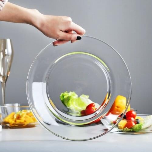 Tempered Glass Fruit Salad Plate Transparent Heat-resistant Tableware European-style Household Microwave Oven Creative Dish Dish