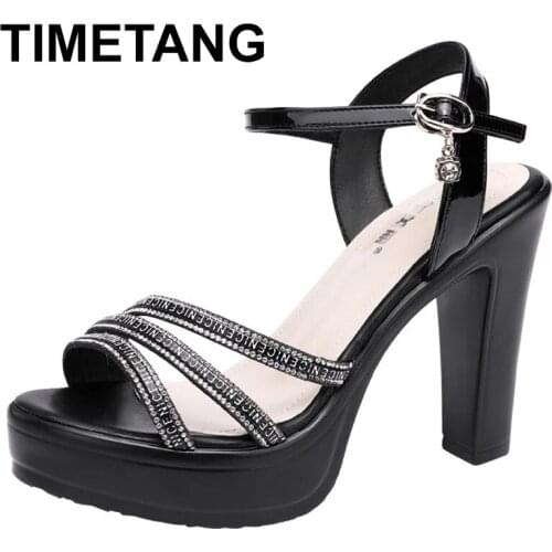 TIMETANG10cm High Heel Thick Heel Sandals Women Summer New Platform Open Toe Sandals Chunky Heels Womens Sandals Shoes