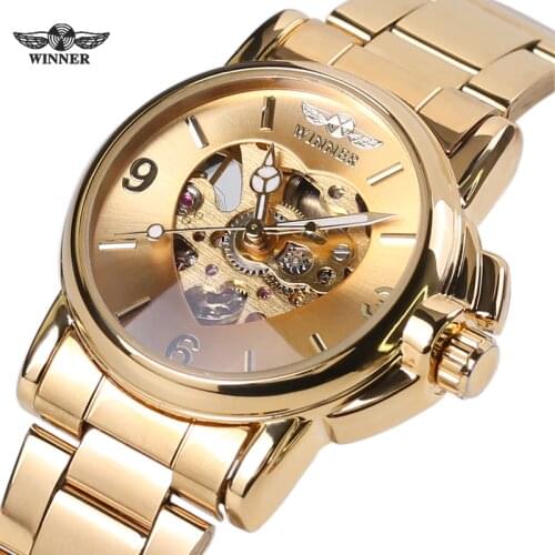 Winner Woman Watch Female Mechanical Skeleton Wristwatch 2016 Fashion Stainless Steel Casual Stylish Lady Gift Fress Shipping